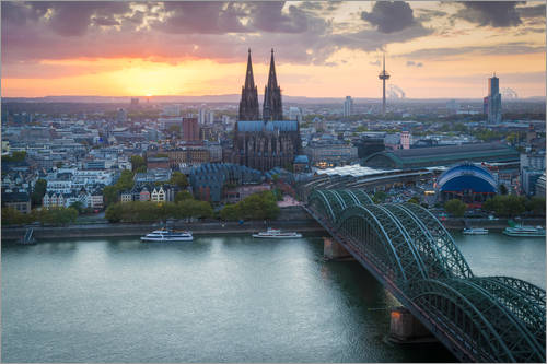 Poster Coucher de soleil sur Cologne