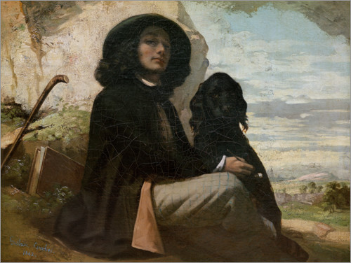 Poster Autoportrait au chien noir