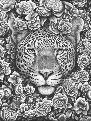 Poster Jaguar tra i fiori