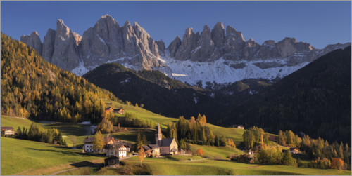 Poster Les pics de Geisler dans le Tyrol du Sud