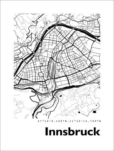 Poster Stadtplan von Innsbruck