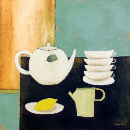 Poster Stillleben mit Zitrone und Tee