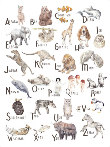 Poster Dierenalfabet (Duits)