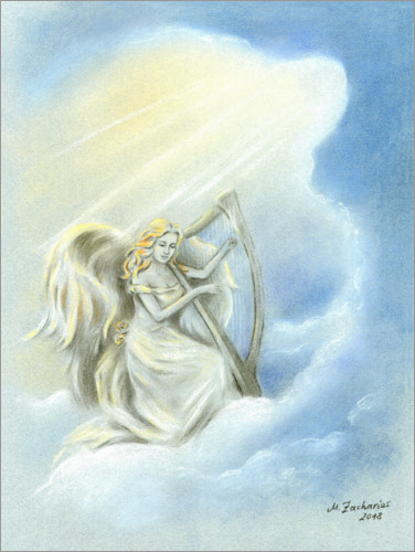 Poster Sphärenmusik - Engel mit Harfe