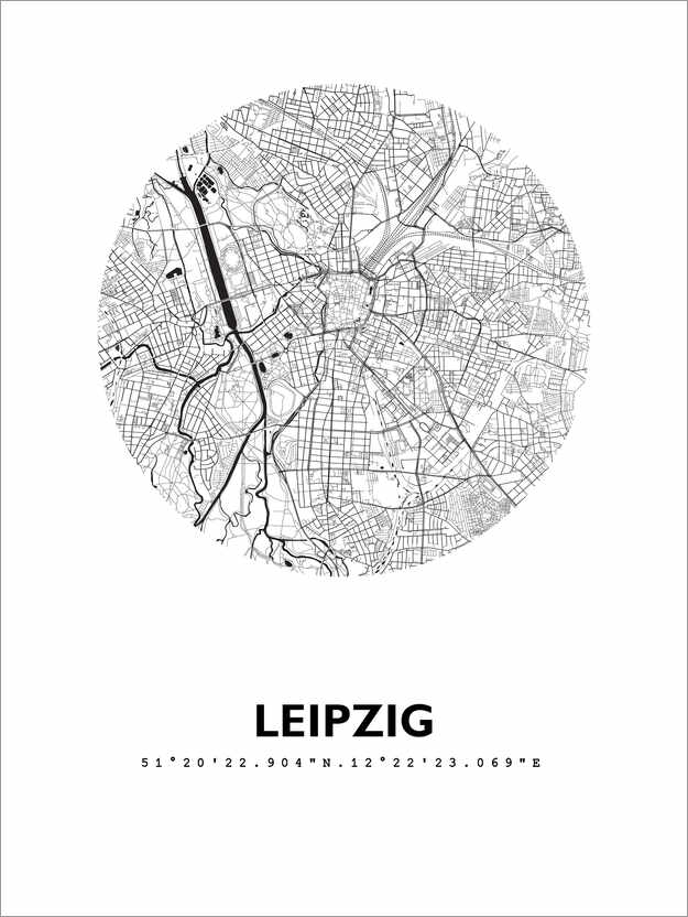 Poster Stadtplan von Leipzig, Kreis