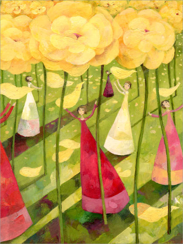 Poster Sous les fleurs jaunes