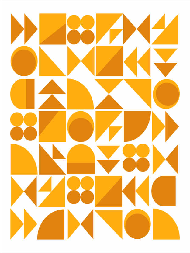 Poster Formes géométriques, moutarde et safran