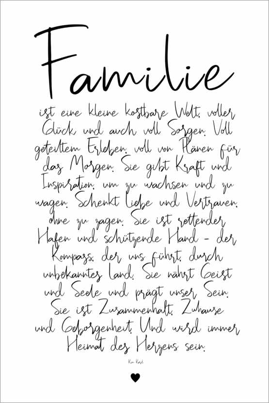 Poster Famiglia - un poema (tedesco)