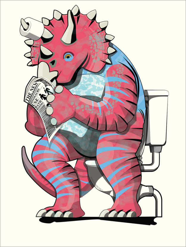 Poster Tricératops aux toilettes