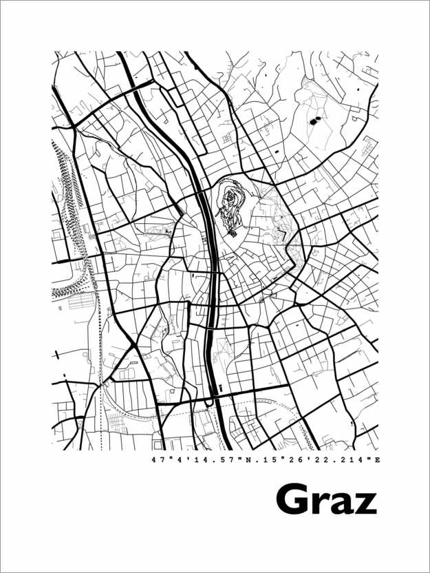 Poster Karte von Graz