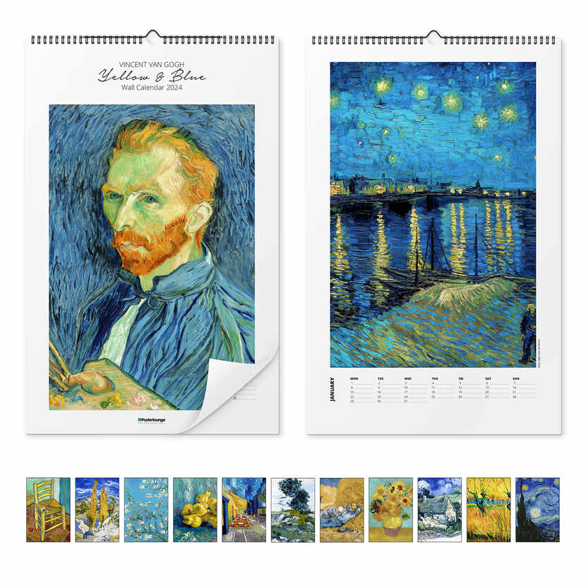 Calendrier mural Calendrier de Vincent van Gogh, Yellow & Blue 2023