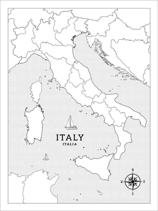 Poster à colorier Italie (anglais)