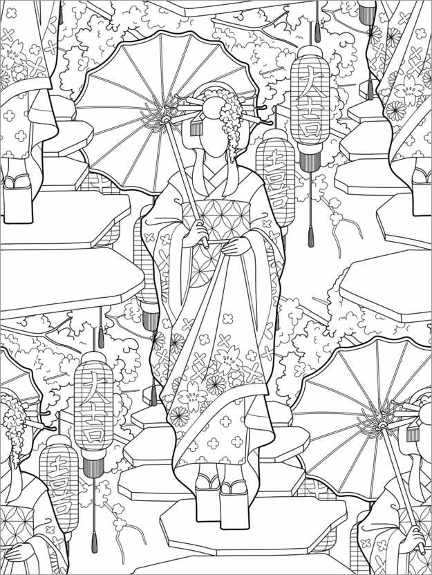 Poster da colorare Geisha