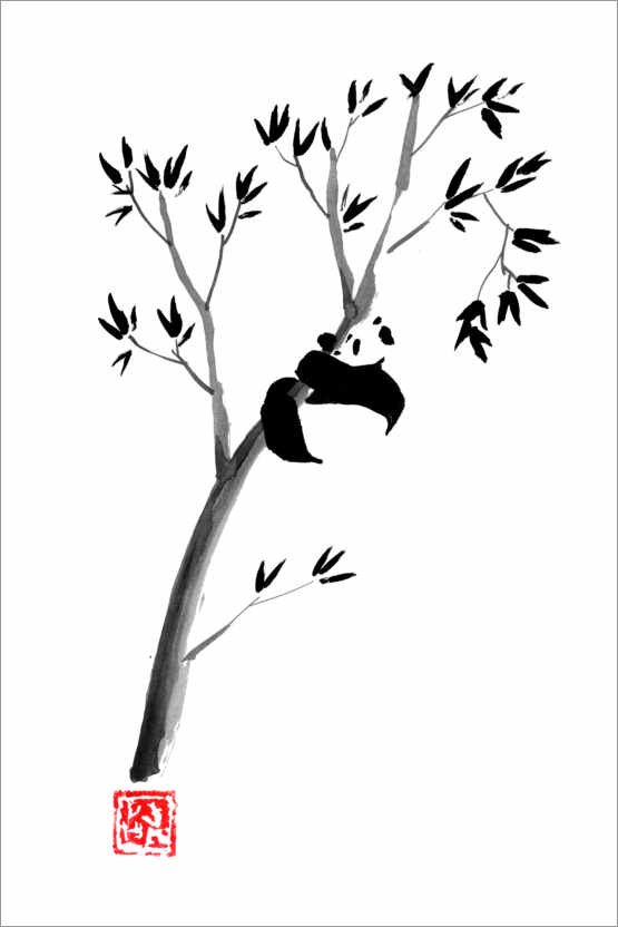 Poster Panda auf seinem Baum