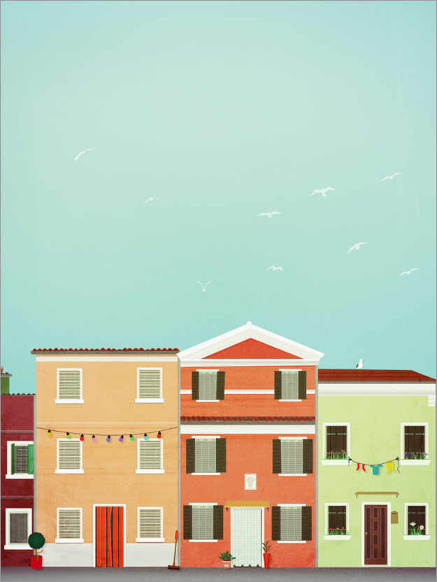 Plakat Kolorowe domki w Burano, Wenecja