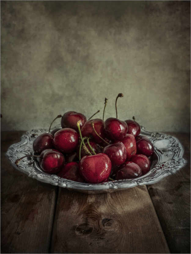 Plakat Still life with fresh cherries
