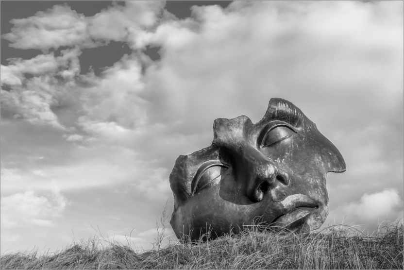 Plakat Face in the dunes, black and white