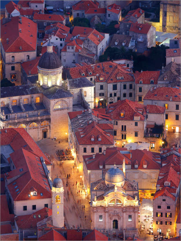 Póster Plaza Luza y Catedral de la Asunción en Dubrovnik, Croacia