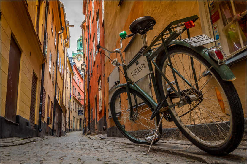 Póster Bicicleta en Gamla Stan, Estocolmo