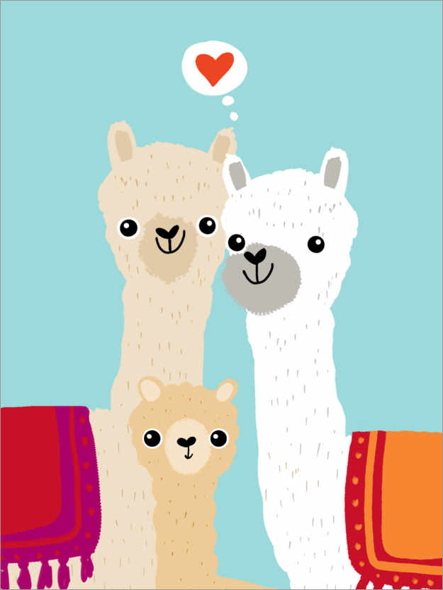 Plakat Alpaca family