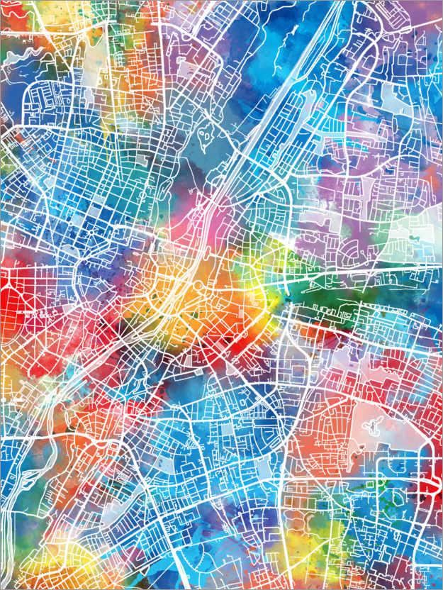 Póster Mapa de la ciudad de Múnich
