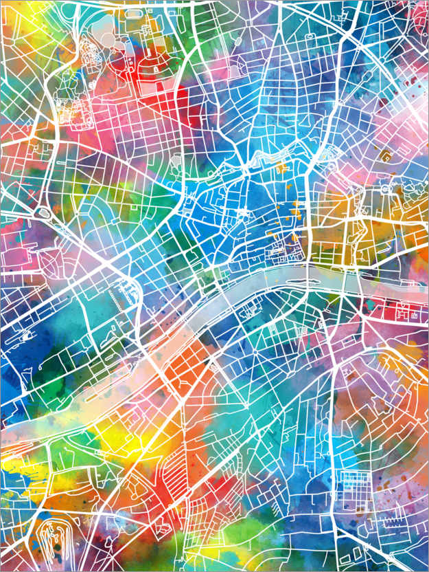 Poster Mappa della città di Francoforte