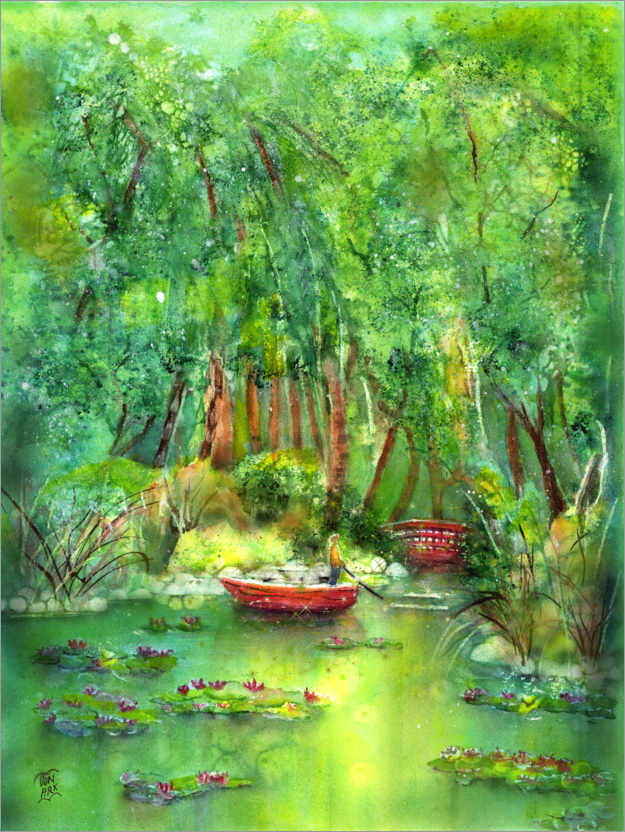 Póster Estanque de nenúfares en el jardín de Monet