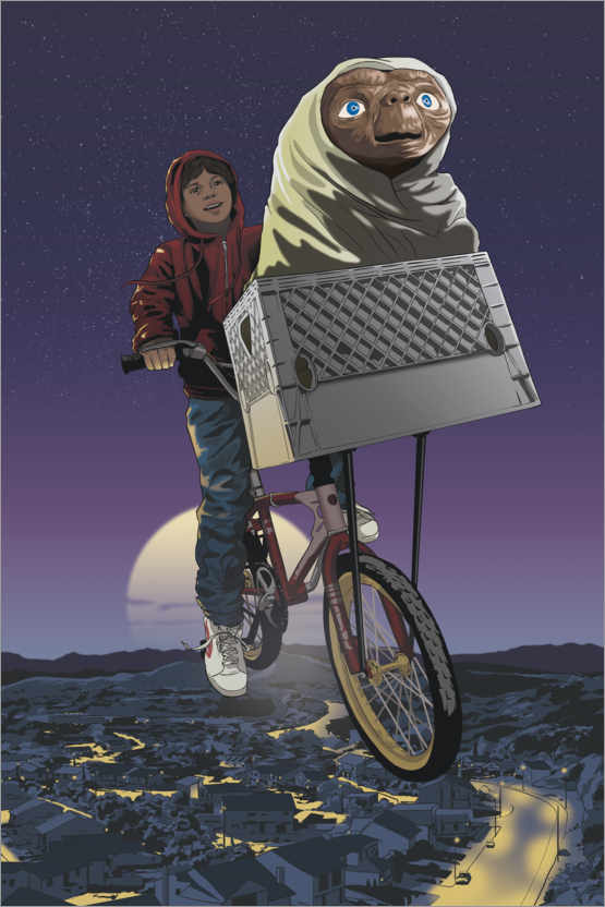 Poster E.T. - Flygande cykel