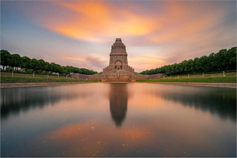 Póster Monumento à Batalha das Nações ao pôr do sol