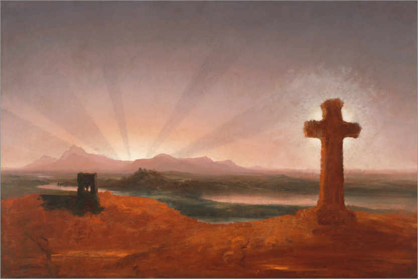 Poster Cross at sunset