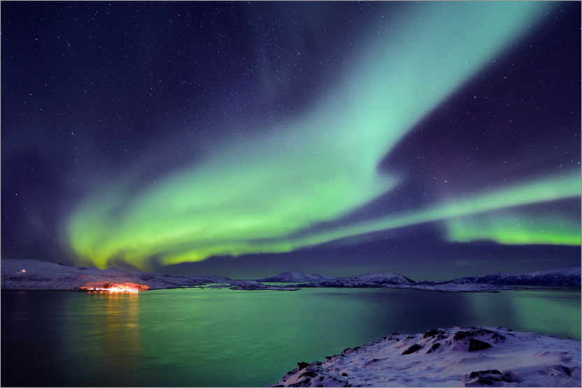 Póster Aurora boreal sobre Tromsø