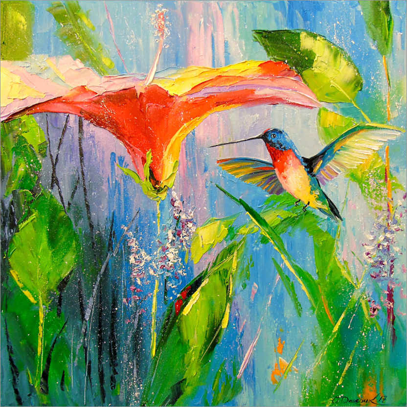 Poster Colibri et fleur