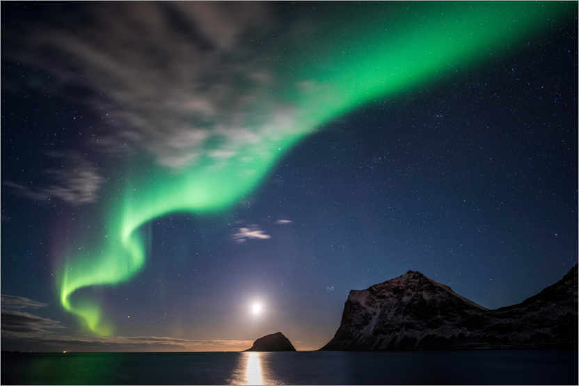 Poster Aurora boreale al chiaro di luna
