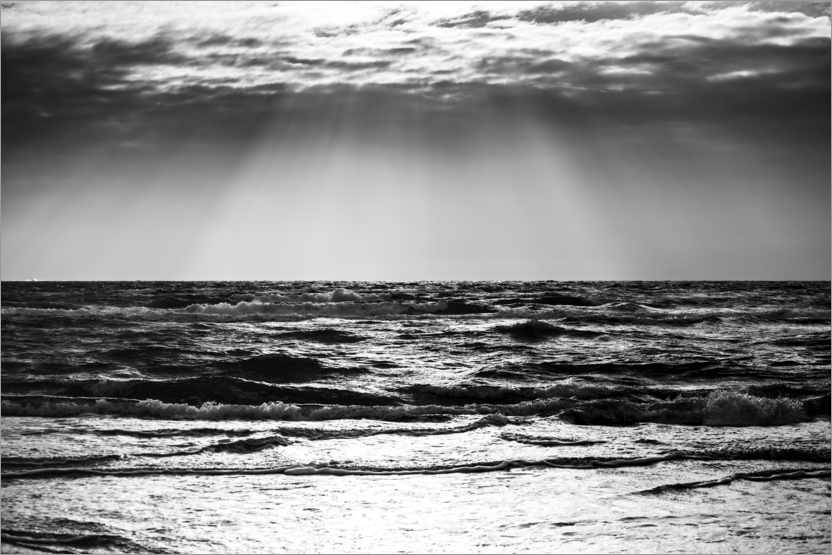 Poster View of the Baltic Sea, black and white