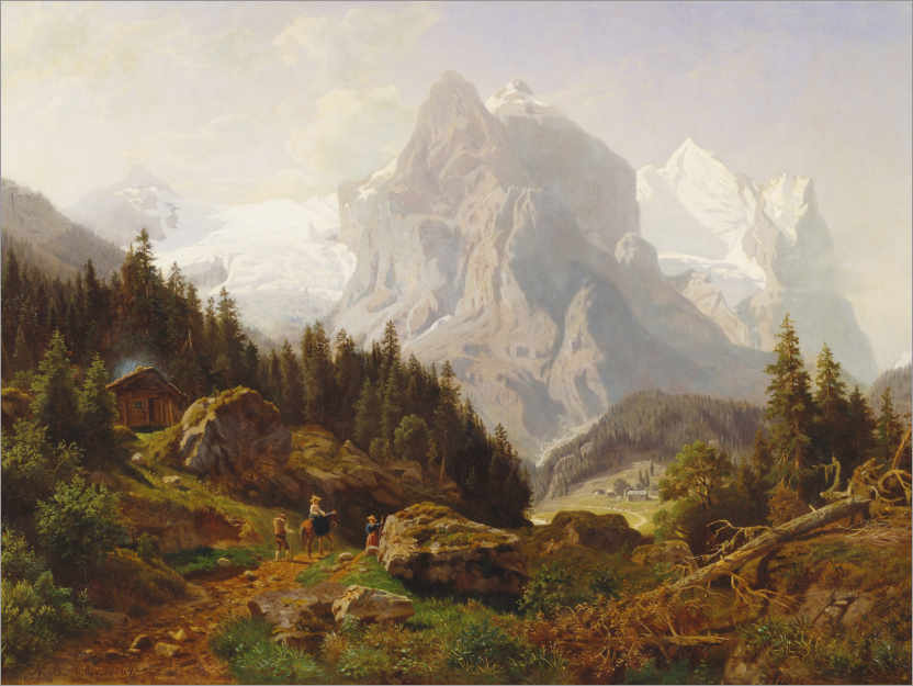 Poster Tourists in the mountains