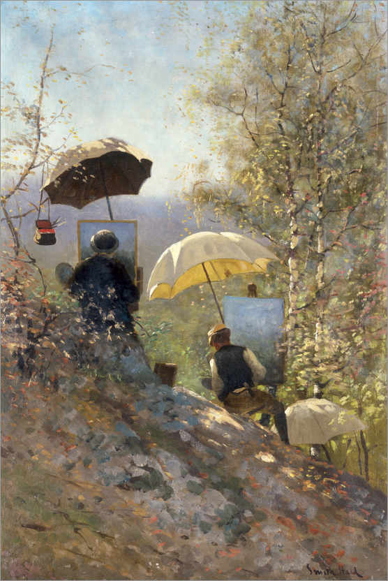 Poster Otto Sinding and Johannes Grimelund painting outdoors