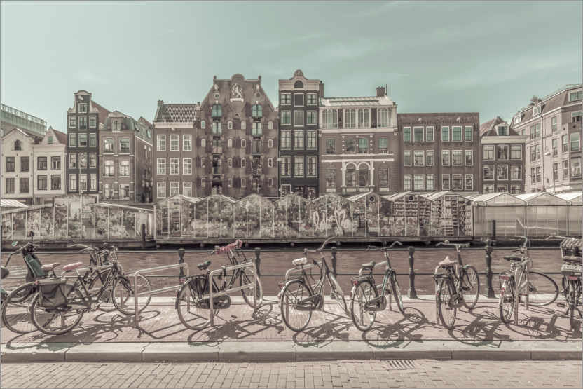 Poster Des vélos au marché aux fleurs d'Amsterdam