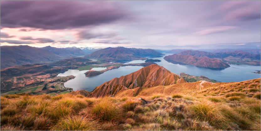 Poster Sunset on Wanaka lake, New Zealand