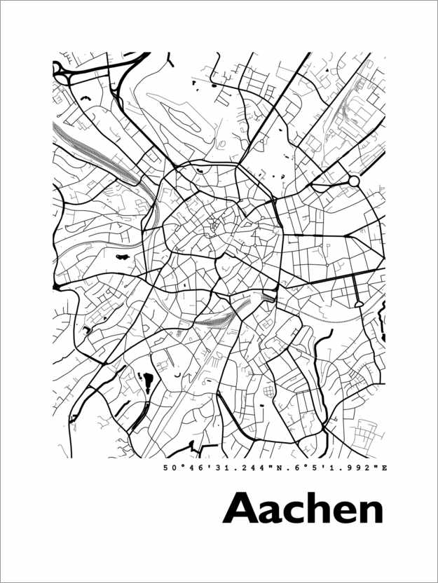 Poster Aachen city map