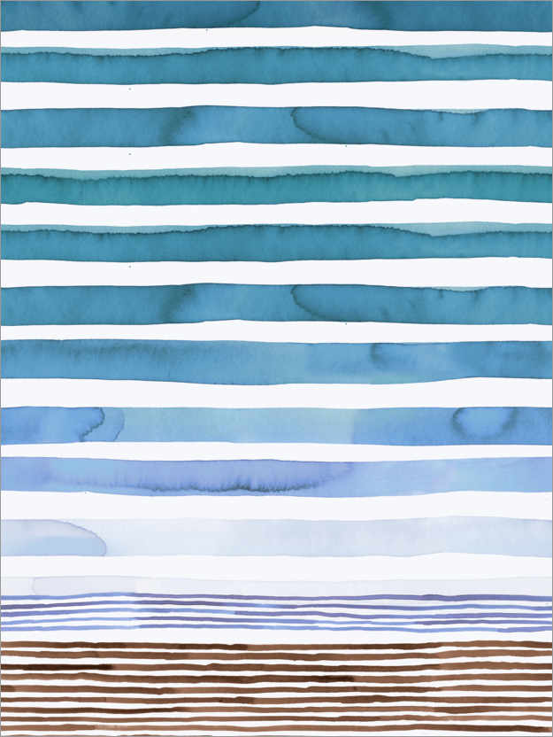 Poster Marine Watercolor Stripes