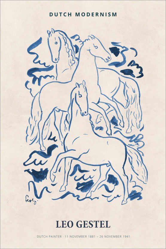 Poster Leo Gestel - Three Horses