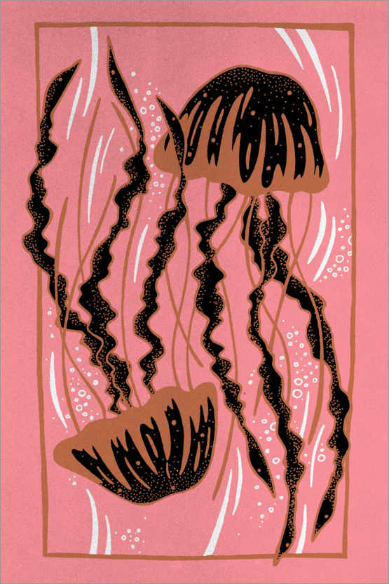 Poster Antipode - Pink and bronze jellyfish