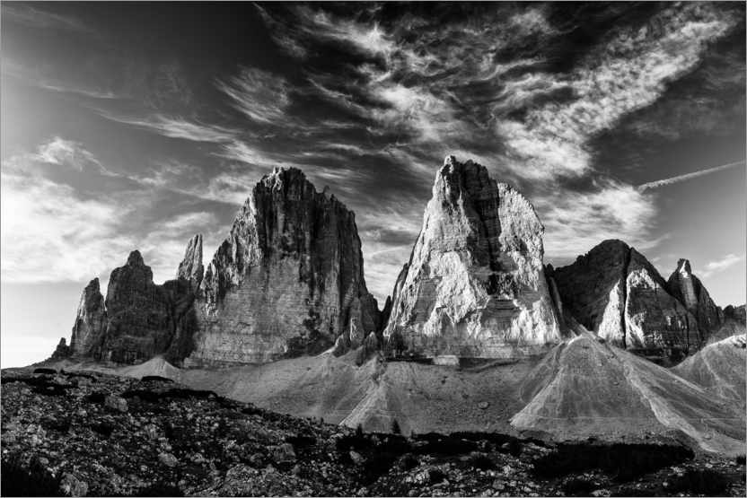 Poster Dolomites in black and white