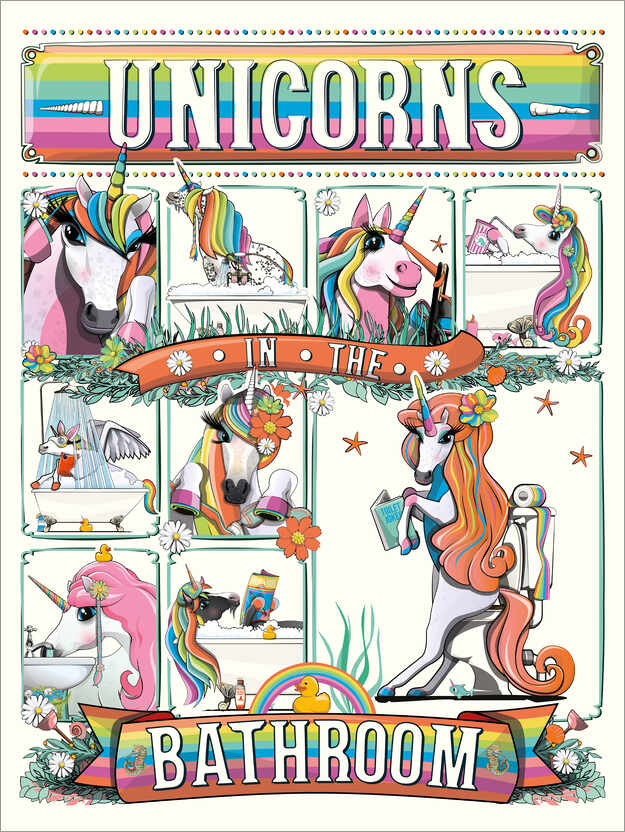 Poster Unicorns in the Bathroom