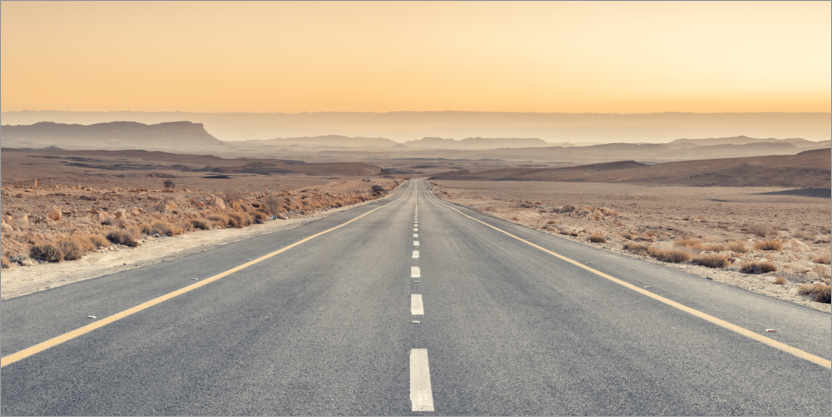 Poster Lange Wüstenautobahn