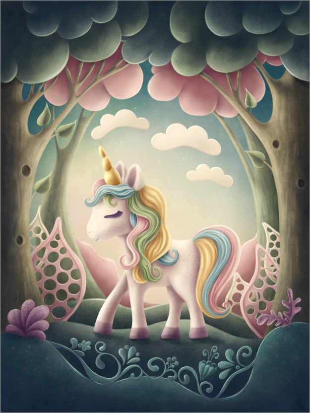 Poster Unicorn in the forest