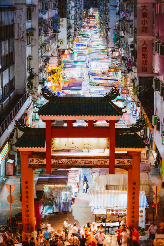 Poster Straßenmarkt, Hongkong