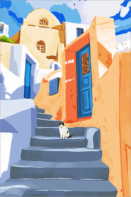 Poster Cat in Greece