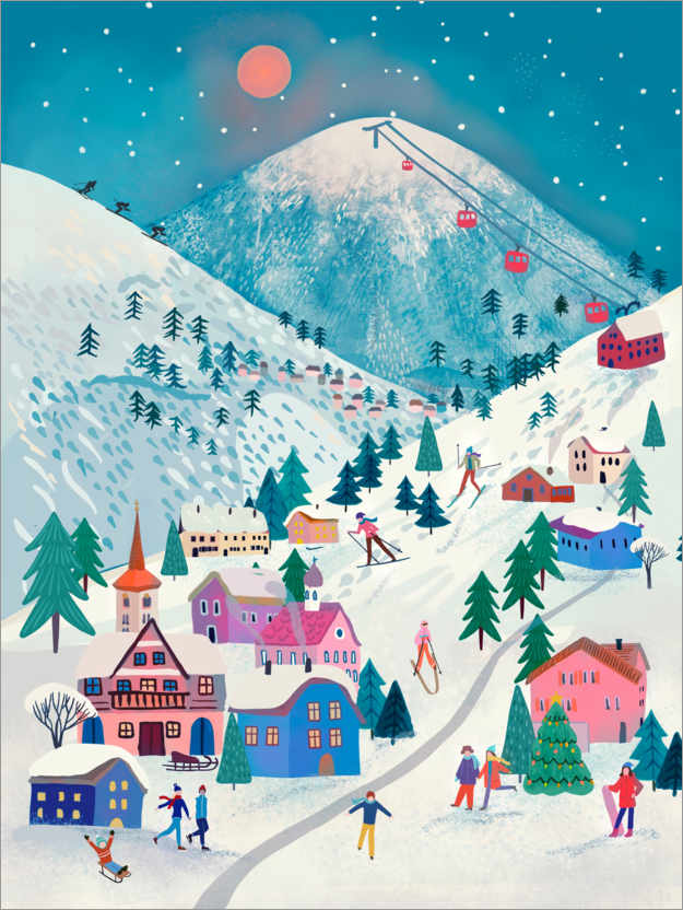 Poster Villaggio sciistico alpino