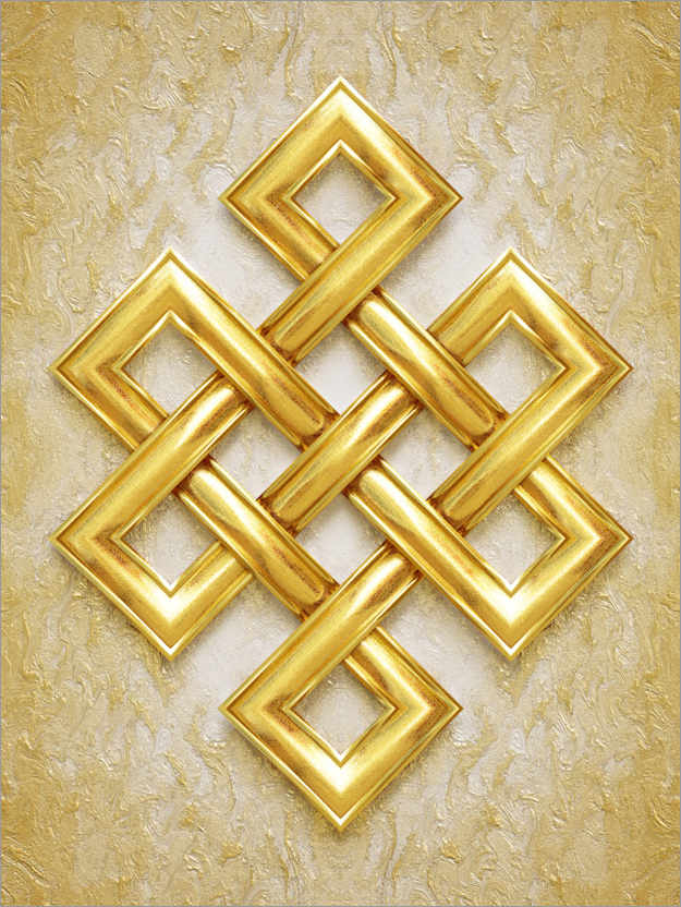 Poster Goldener Endlosknoten - Strahlendes Gold